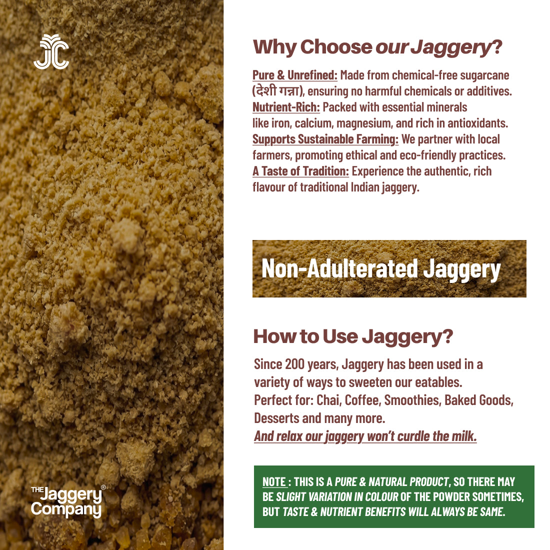 Jaggery Powder | Natural Sweetener for Tea, Cooking & Baking