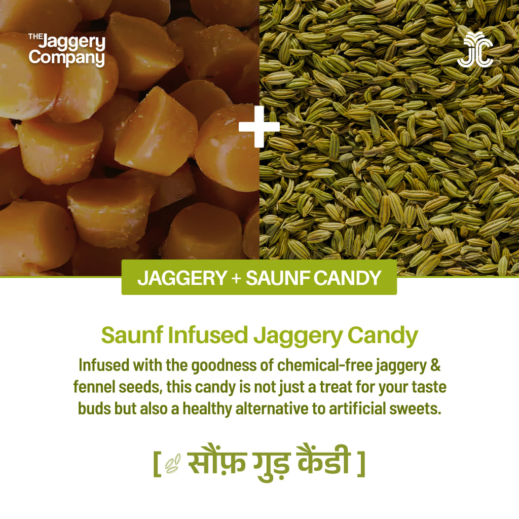 Jaggery + Saunf Candy, Traditional Sweet with Fennel Flavour -200g