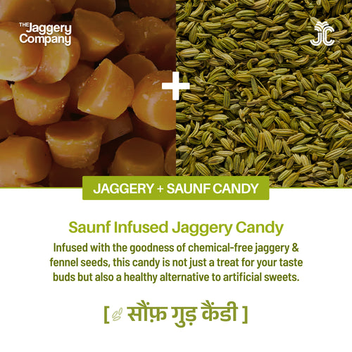 Jaggery + Saunf Candy, Traditional Sweet with Fennel Flavour -200g